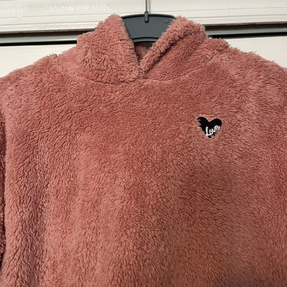 Shein Teddy Fuzzy Bear Crop Hoodie Sweater Furry Super Soft, Warm, Cozy S 11/12Y - Picture 6 of 10